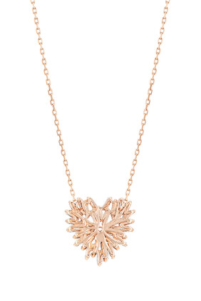 Classic Small Heart Necklace, 18K Rose Gold & Diamonds